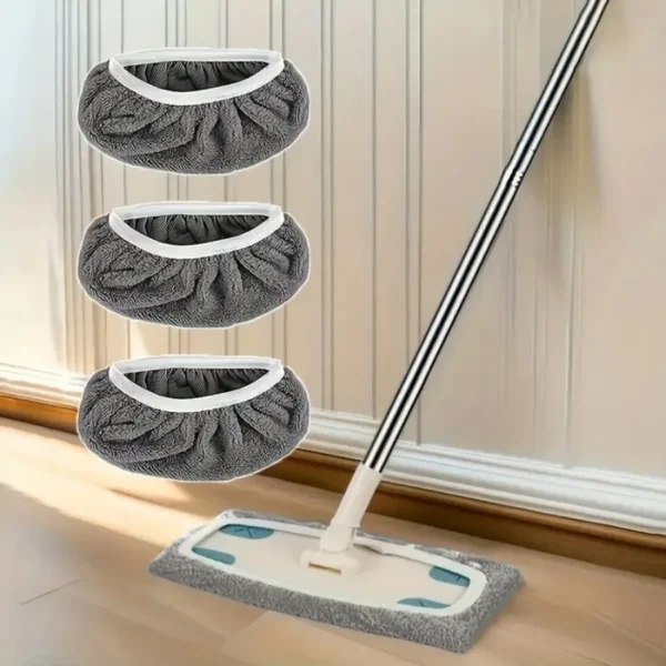 3 Piece Grey Mop Cloth, Reusable, Suitable for Wet and Dry Cleaning, Tightly Fitting, Washable, Household Cleaning Tool