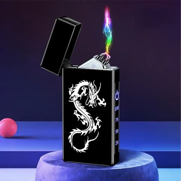 Windproof Electric Arc Metal Smoking Lighter Plasma Flameless Rechargeable USB Cigarette Lighter LED Digital Touch Lighters Gift